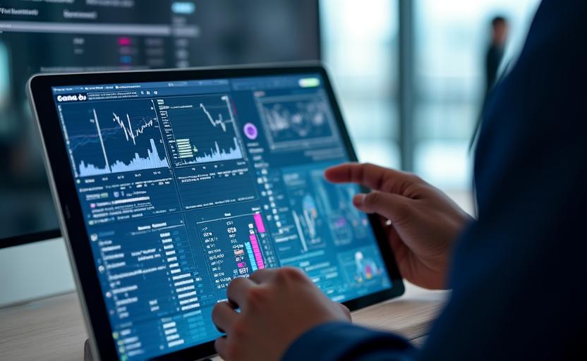 Professional using a risk management dashboard with AI insights